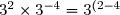 3^2 \times 3^{-4} = 3^{(2-4)} = 3^{-2}